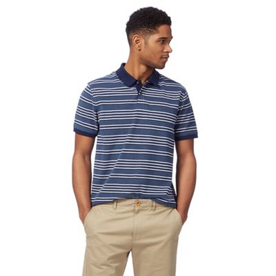 Big and tall blue stripe print polo shirt